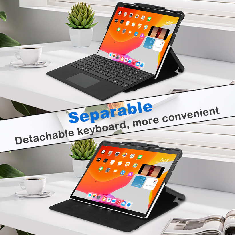 for Microsoft Surface Pro 9/10/11 case 13 inch 2022/2024 Leather Cover Protective Shell Compatible with Type Cover Keyboard and Pencil Holder
